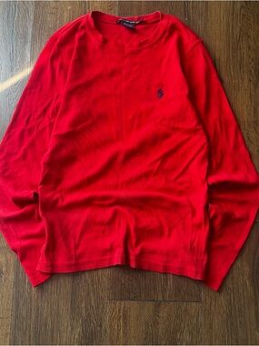 Ralph Lauren Men’s Crewneck Sweater in Red with Navy Pony